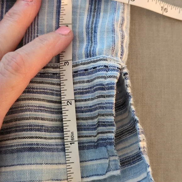 Land's End Linen Blouse sz 6-8 blue stripes - Picture 12 of 12